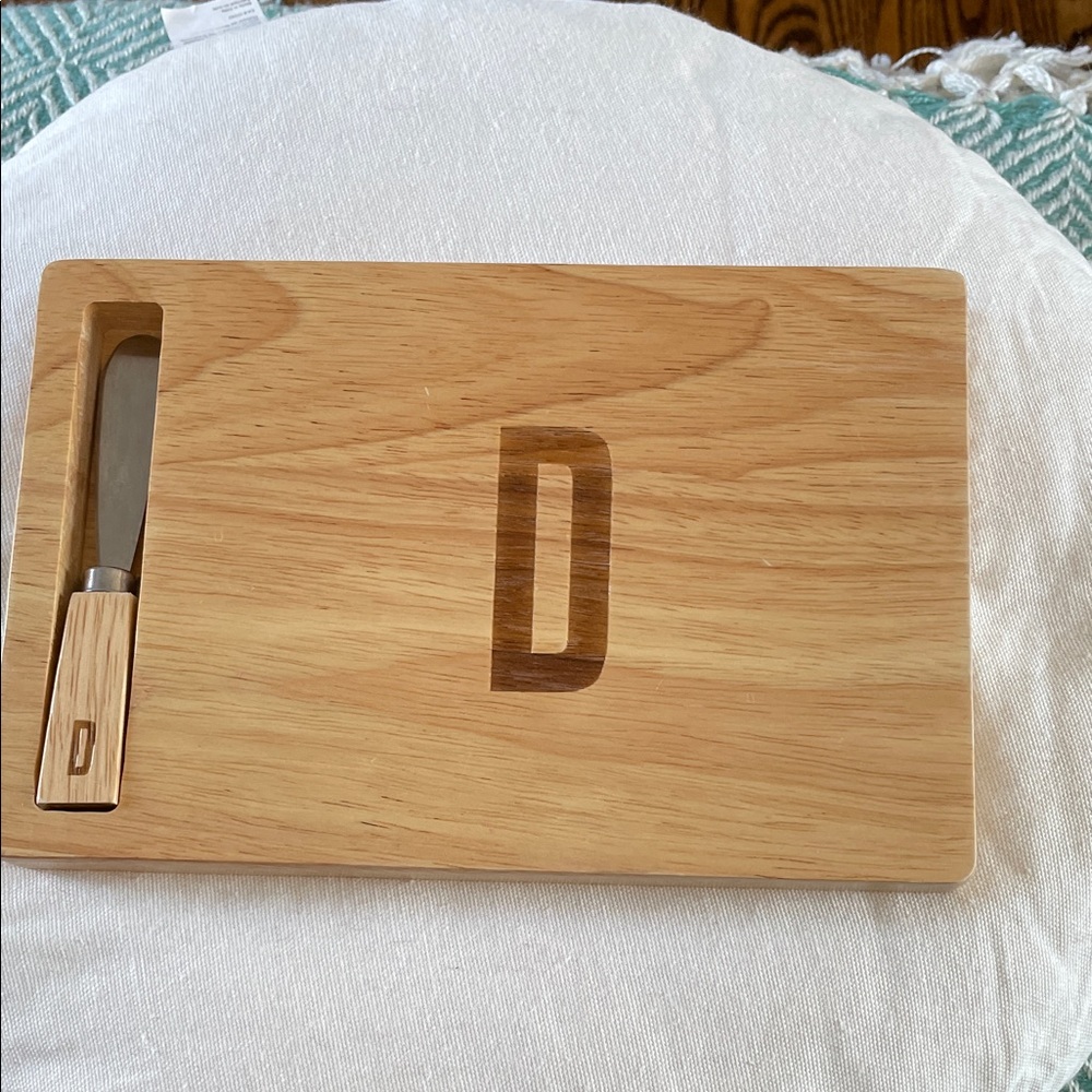 Wooden Monogram Wooden Cheese Board with Knife